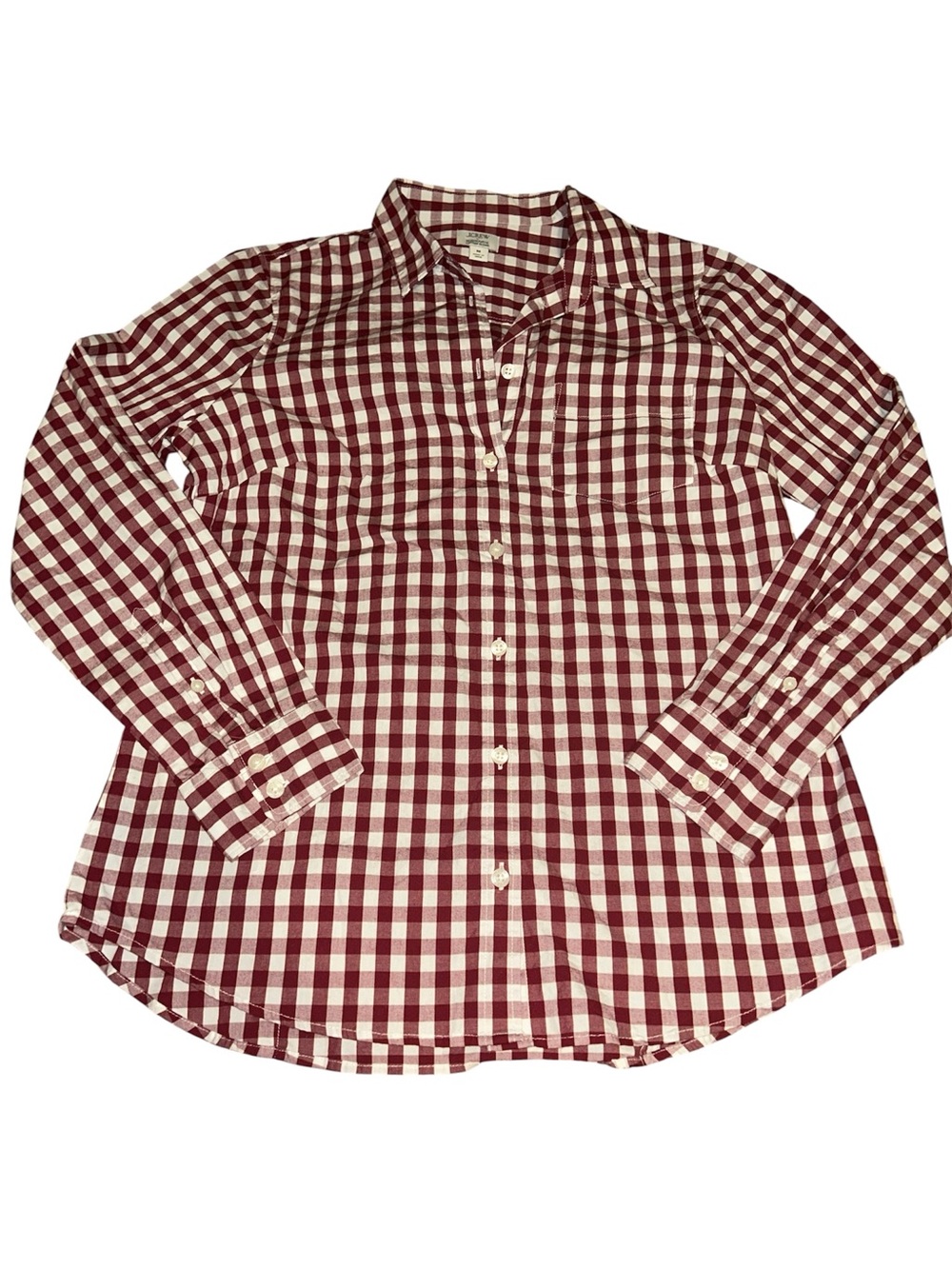 J. Crew Red and White Gingham button down
